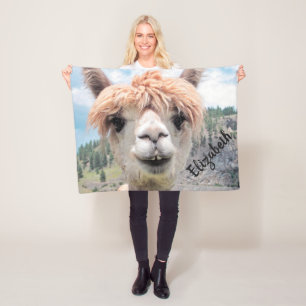 Cute Smiling Alpaca Photo Afbeelding Fleece Deken