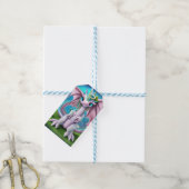 Cute Smiling Baby Dragon met Flowers Cadeaulabel (Met Touw)