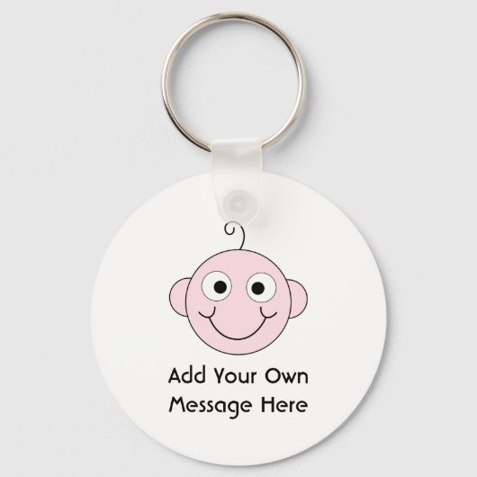 Cute Smiling Baby. Eigen Tekst. Sleutelhanger (Voorkant)