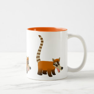 Cute Smiling Cartoon Coatimundi Tweekleurige Koffiemok