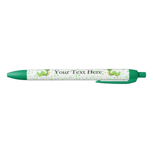 Cute Smiling Cartoon Green Yellow Snake Zwarte Inkt Pen (Bodem)