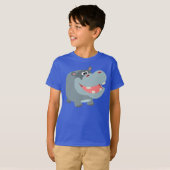 Cute Smiling Cartoon Hippo Children T-Shirt (Voorkant volledig)