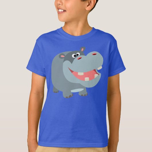 Cute Smiling Cartoon Hippo Children T-Shirt (Voorkant)