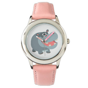 Cute Smiling Cartoon Hippo Watch Horloge