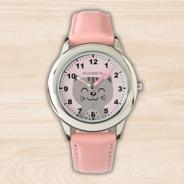 Cute smiling Cat for Girl Horloge (Creator heeft geüpload)