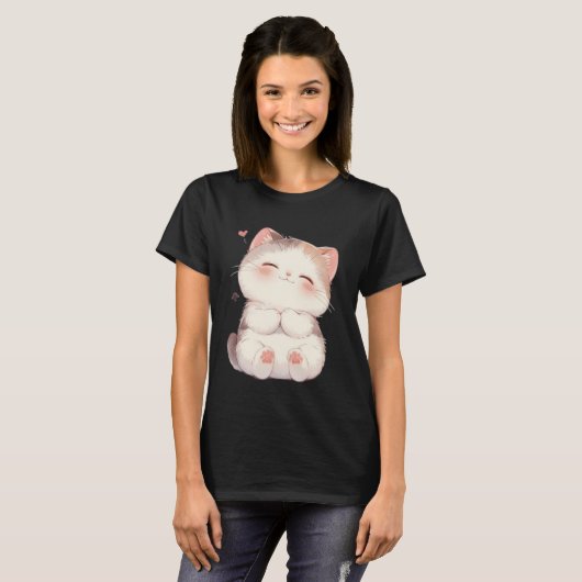 Cute Smiling Cat T-Shirt (Devant entier)