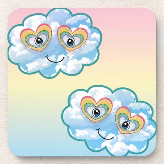Cute Smiling Cloud Hard plastic coaster Bier Onderzetter (Voorkant)