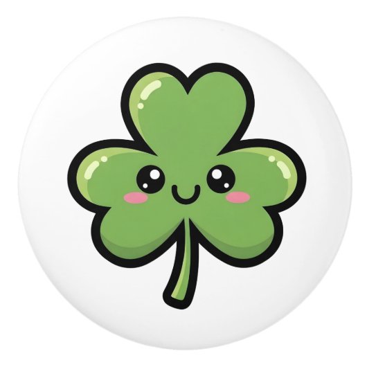 Cute Smiling Clover Keramische Knop (Voorkant)