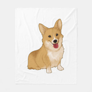 Cute smiling corgi fleece deken