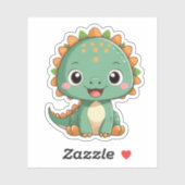 Cute Smiling Dinosaur Illustration Vinyl Sticker (Feuille)