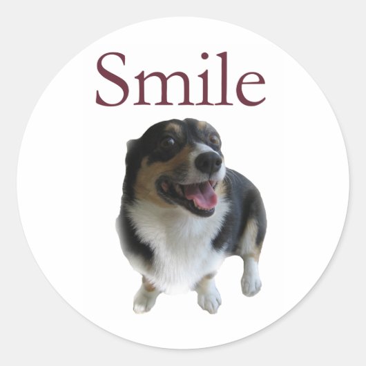 Cute Smiling Dog | Smile be Happy Ronde Sticker (Voorkant)