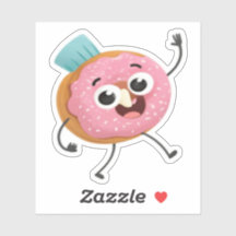 Cute Smiling Donut Vinyl Sticker | Funny 3D Food 