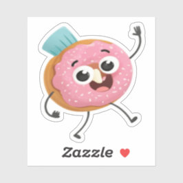 Cute Smiling Donut Vinyl Sticker | Funny 3D Food 