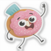 Cute Smiling Donut Vinyl Sticker | Funny 3D Food  (Devant)
