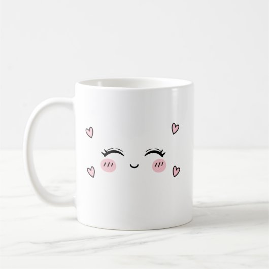 Cute Smiling Face Mug  Soft Heart Aesthetic (Gauche)
