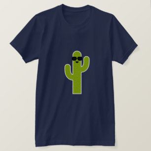 Cute Smiling Green Cactus Wearing Sunglazen T-shirt