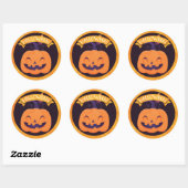 Cute Smiling Jack O'Lantern Halloween Ronde Sticker (Vel)