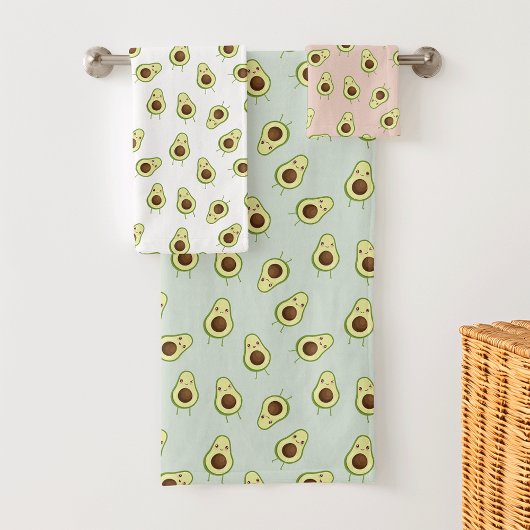 Cute Smiling Kawaii Avocado Motif