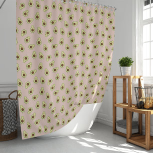 Cute Smiling Kawaii Avocado Pattern Douchegordijn