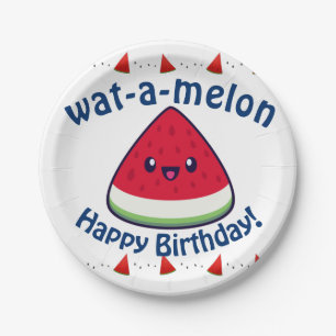Cute Smiling Kawaii Watermelon Papieren Bordje