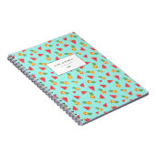 Cute Smiling Kawaii Watermelon & Pineapple Pattern Notitieboek (Rechterzijde)