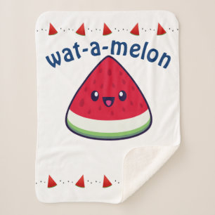 Cute Smiling Kawaii Watermelon Sherpa Deken