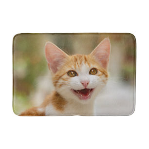 Cute Smiling Kitten Face Funny Cat Meow Foto Badmat