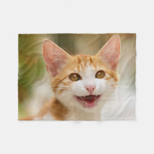 Cute Smiling Kitten Face Funny Cat Meow Foto Fleece Deken