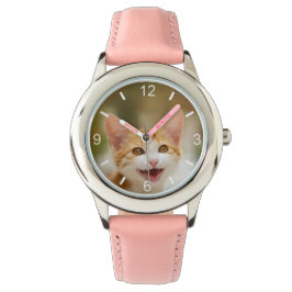Cute Smiling Kitten Face Funny Cat Meow Foto Horloge
