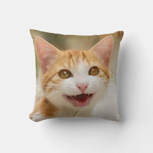 Cute Smiling Kitten Face Funny Cat Meow Foto - Kussen
