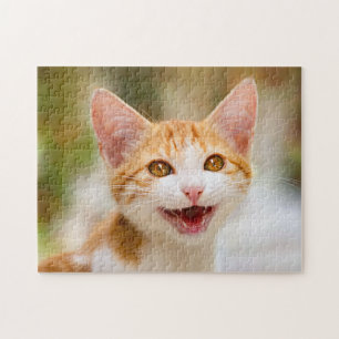 Cute Smiling Kitten Face Funny Cat Meow Foto Legpuzzel