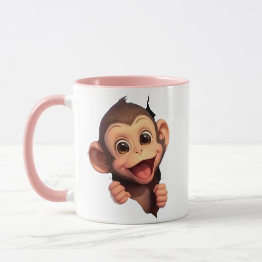 Cute Smiling Monkey Coffee Mug – Adorable Animal (Gauche)