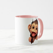Cute Smiling Monkey Coffee Mug – Adorable Animal (Devant droit)