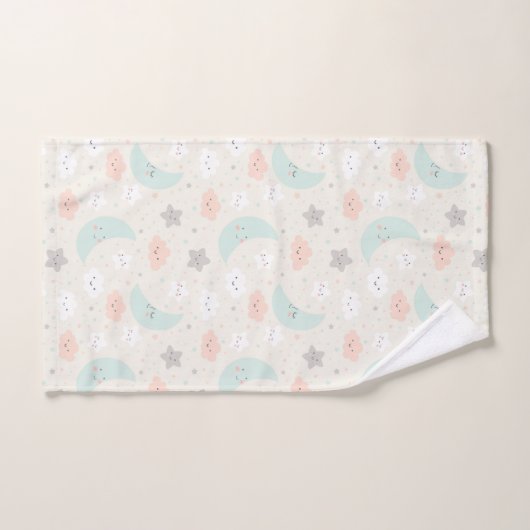 Cute Smiling Pastel Sky Pattern Bad Handdoek (Handdoek)