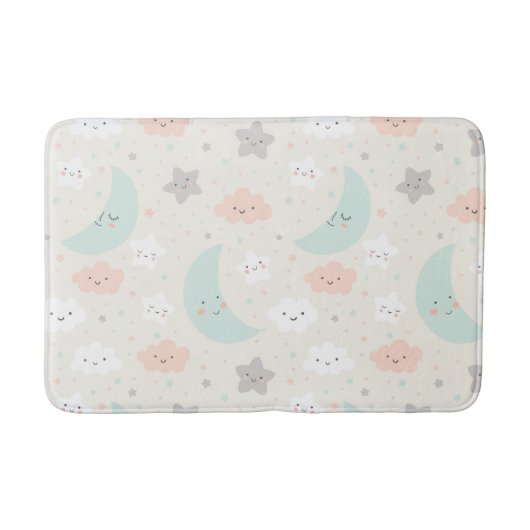 Cute Smiling Pastel Sky Pattern Badmat (Voorkant)