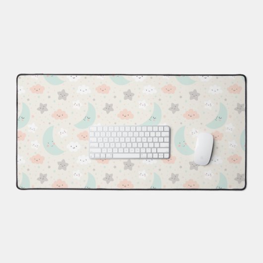 Cute Smiling Pastel Sky Pattern Bureaumat (Keyboard & Muis)