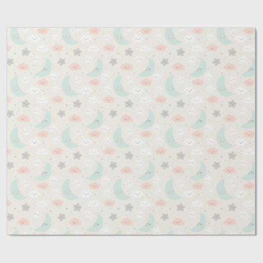 Cute Smiling Pastel Sky Pattern Cadeaupapier (Vlak)