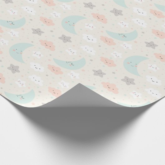 Cute Smiling Pastel Sky Pattern Cadeaupapier (Hoek)