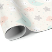 Cute Smiling Pastel Sky Pattern Cadeaupapier (Rol Hoek)