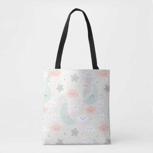 Cute Smiling Pastel Sky Pattern Draagtas (Voorkant)