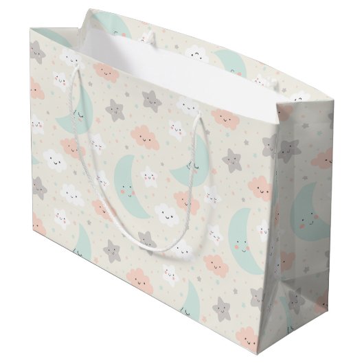 Cute Smiling Pastel Sky Pattern Groot Cadeauzakje (Achterkant Gekanteld)