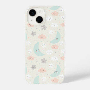 Cute Smiling Pastel Sky Pattern iPhone 14 Hoesje