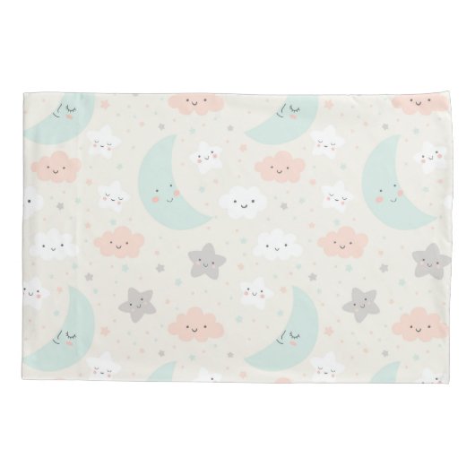 Cute Smiling Pastel Sky Pattern Kussensloop (Achterkant)