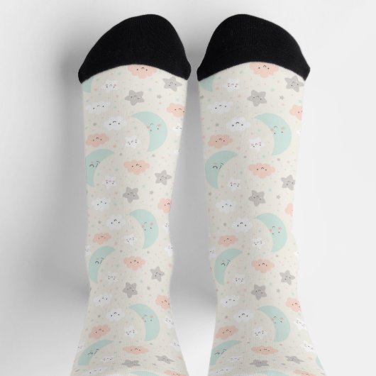 Cute Smiling Pastel Sky Pattern Sokken (Top)