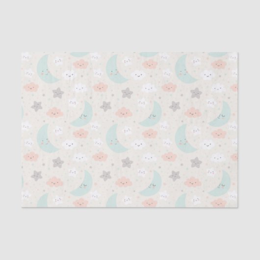Cute Smiling Pastel Sky Pattern Tissuepapier (Voorkant)