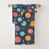 Cute Smiling Planet Pattern Bad Handdoek (Insitu)