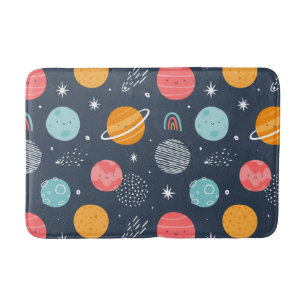 Cute Smiling Planet Pattern Badmat