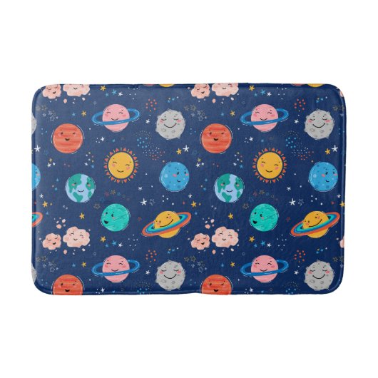 Cute Smiling Planet Pattern Badmat (Voorkant)
