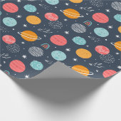 Cute Smiling Planet Pattern Cadeaupapier (Hoek)