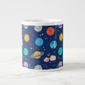 Cute Smiling Planet Pattern Extra Grote Beker (Voorkant)